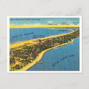 Vintage Pass-a-Grille, Florida aerial view Postcard