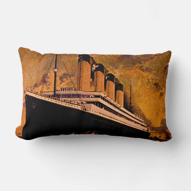 Vintage Passenger Ocean Liner Titanic Cunard Lumbar Cushion (Front)
