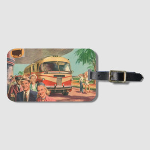 Vintage Passengers on Vacation at the Bus Depot Luggage Tag