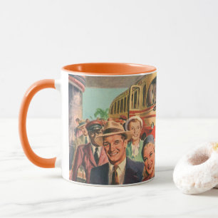 Vintage Passengers on Vacation at the Bus Depot Mug