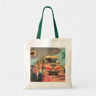 Vintage Passengers on Vacation at the Bus Depot Tote Bag