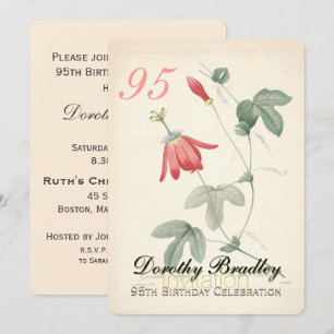 Vintage Passiflora 95th Birthday Party Invitation
