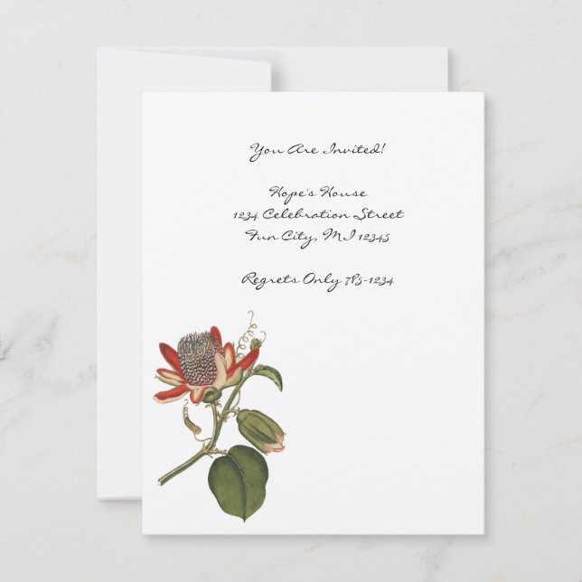 Vintage Passion Flower Invitation (Front)