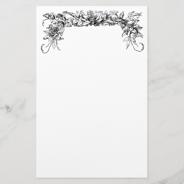 Vintage Passion Flower Stationery (Front)