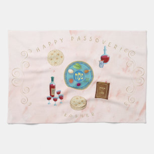 Vintage Passover Seder Kosher Pesach Decorative Tea Towel