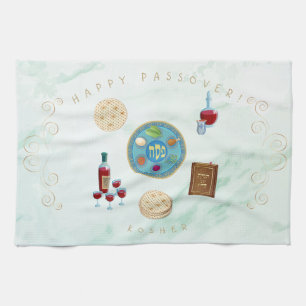 Vintage Passover Seder Kosher Pesach Decorative Tea Towel