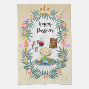 Vintage Passover Seder Kosher Pesach Decorative Tea Towel