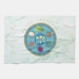 Vintage Passover Seder Kosher Pesach Decorative Tea Towel