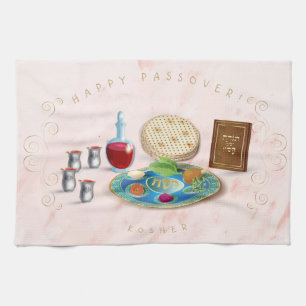 Vintage Passover Seder Kosher Pesach Decorative Tea Towel