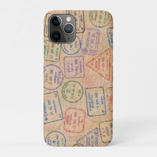 Vintage Passport Stamps Colourful Travel Ephemera iPhone 11 Pro Case
