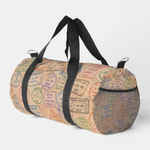 Vintage Passport Stamps Colourful Travel Ephemera Duffle Bag