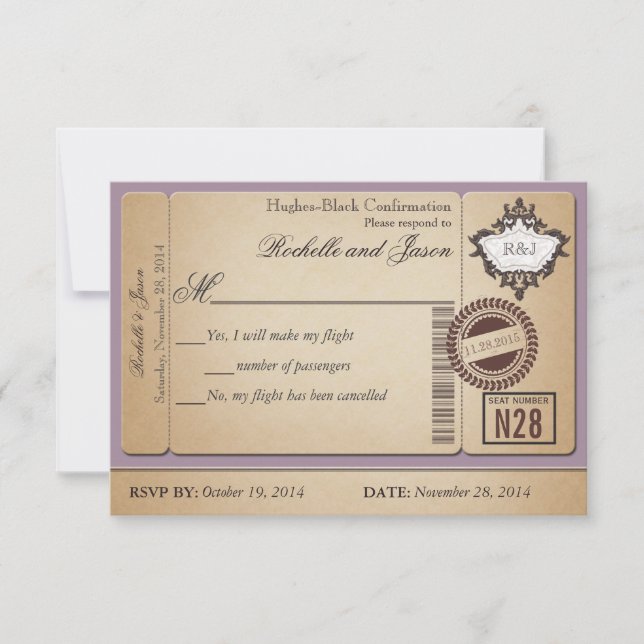 Vintage Passport Ticket RSVP (Front)