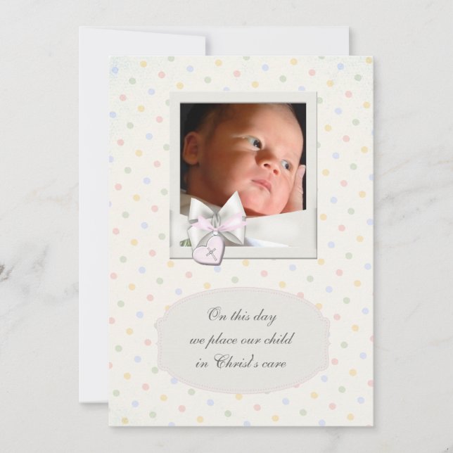 Vintage Pastel Baby Girl Christening Invitations (Front)