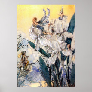 Vintage Pastel Blue Faires Poster