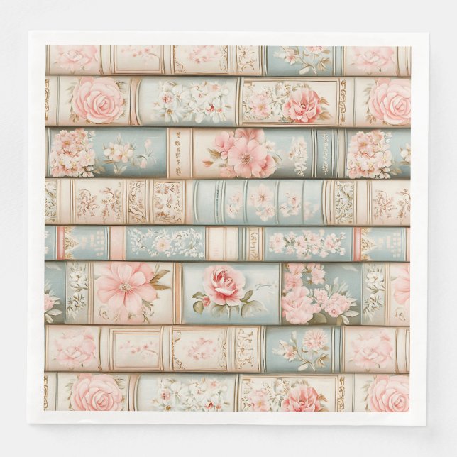 Vintage pastel book stacks napkin (Front)