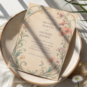 Vintage Pastel Botanical Elegant Invitation