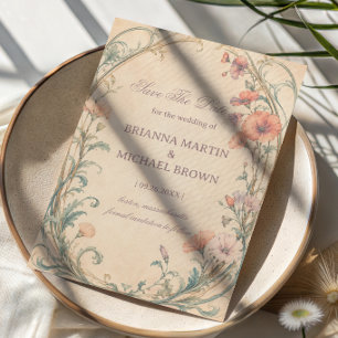 Vintage Pastel Botanical Romantic Save The Date