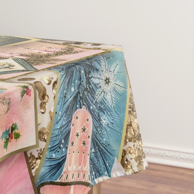 Vintage Pastel Christmas Card Collage    Tablecloth (In Situ)