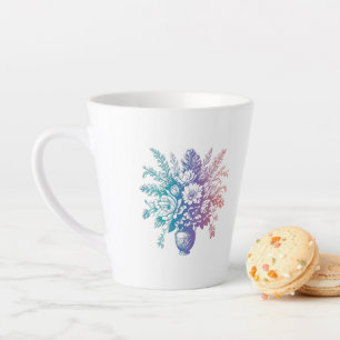 Vintage Pastel Colourful Floral Design Latte Mug
