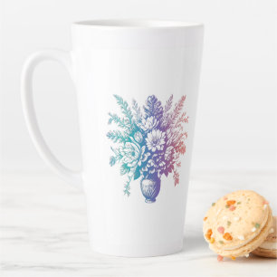 Vintage Pastel Colourful Floral Design Latte Mug