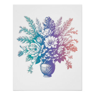 Vintage Pastel Colourful Floral Design Poster