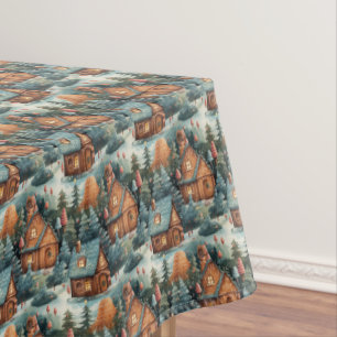 Vintage pastel colours Christmas gingerbread house Tablecloth