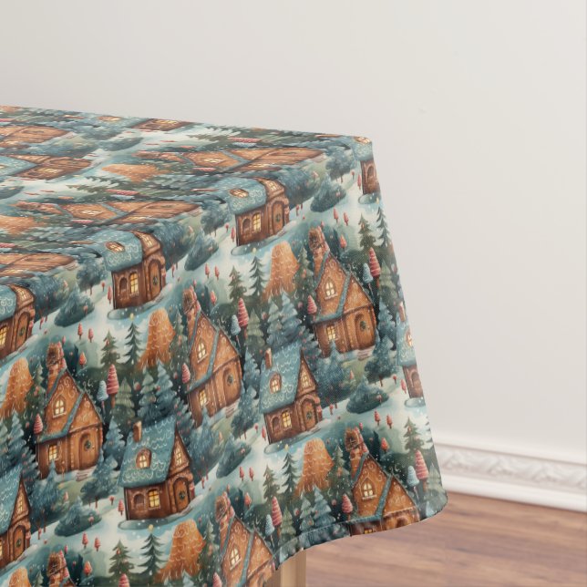 Vintage pastel colours Christmas gingerbread house Tablecloth (In Situ)