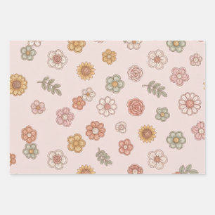 Vintage Pastel Floral Cottagecore Pattern Wrapping Paper Sheet