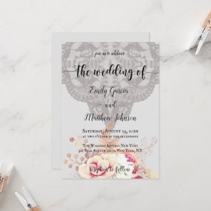 Vintage Pastel Floral Rose Style Wedding Invitation