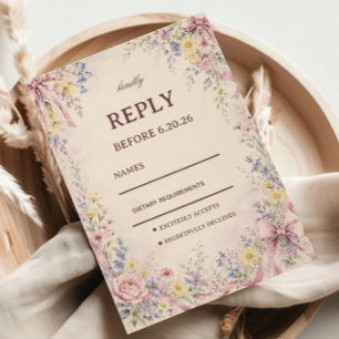 Vintage Pastel Floral RSVP Card