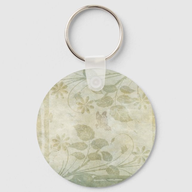 Vintage Pastel Floral Wedding Key Ring (Front)
