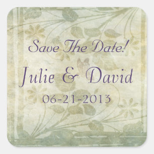 Vintage Pastel Floral Wedding Square Sticker