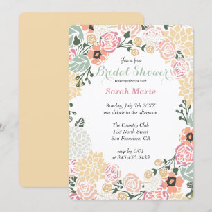 Vintage Pastel Flower Wreath Party Invitation