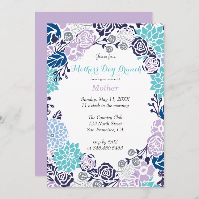 Vintage Pastel Flower Wreath Party Template (Front/Back)