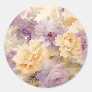 Vintage Pastel Garden Flowers  Classic Round Sticker