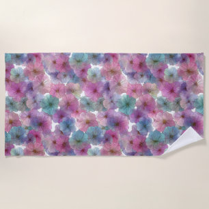 Vintage Pastel Green and Pink Spring Floral Beach Towel