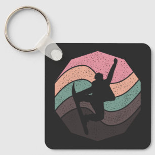 vintage pastel jumping skateboarder stunt key ring