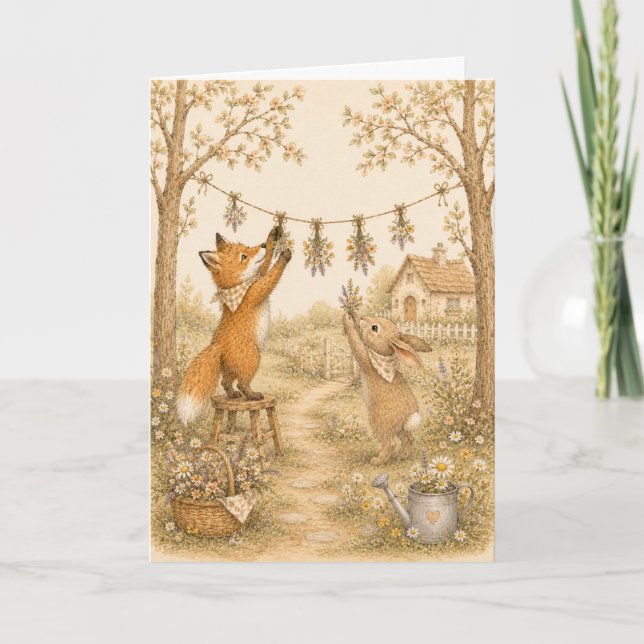 Vintage Pastel Meadow Greeting  Card (Front)