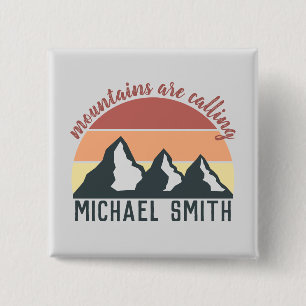 Vintage pastel mountains are calling monogram grey 15 cm square badge