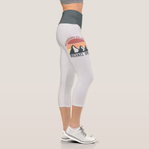 Vintage pastel mountains are calling monogram grey capri leggings