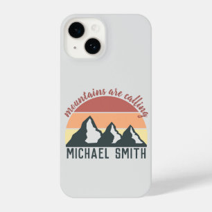 Vintage pastel mountains are calling monogram grey iPhone 14 case