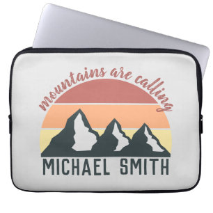 Vintage pastel mountains are calling monogram grey laptop sleeve