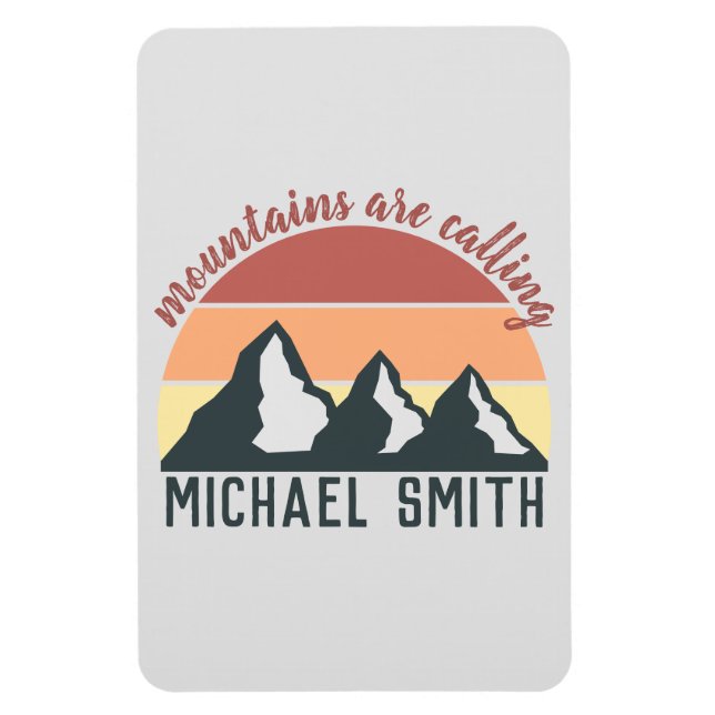 Vintage pastel mountains are calling monogram grey magnet (Vertical)