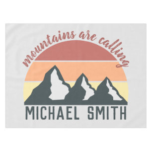 Vintage pastel mountains are calling monogram grey tablecloth