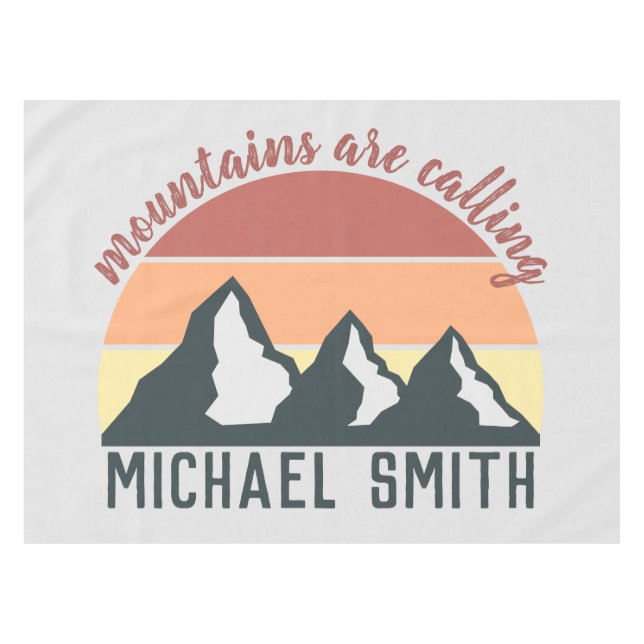 Vintage pastel mountains are calling monogram grey tablecloth (Front (Horizontal))