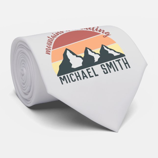 Vintage pastel mountains are calling monogram grey tie (Rolled)