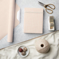 Vintage Pastel Peach Gingham Plaid Check Pattern 