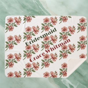 Vintage Pastel Peony Country Flora Bridesmaid Gift Sherpa Blanket