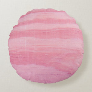 Vintage Pastel Pink Coral Wood Effect Design Round Cushion