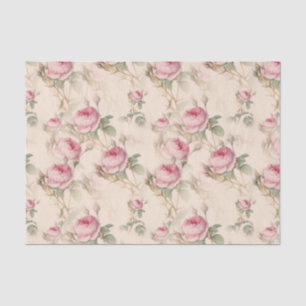 Vintage Pastel Pink Elegant Roses Floral  Tissue Paper